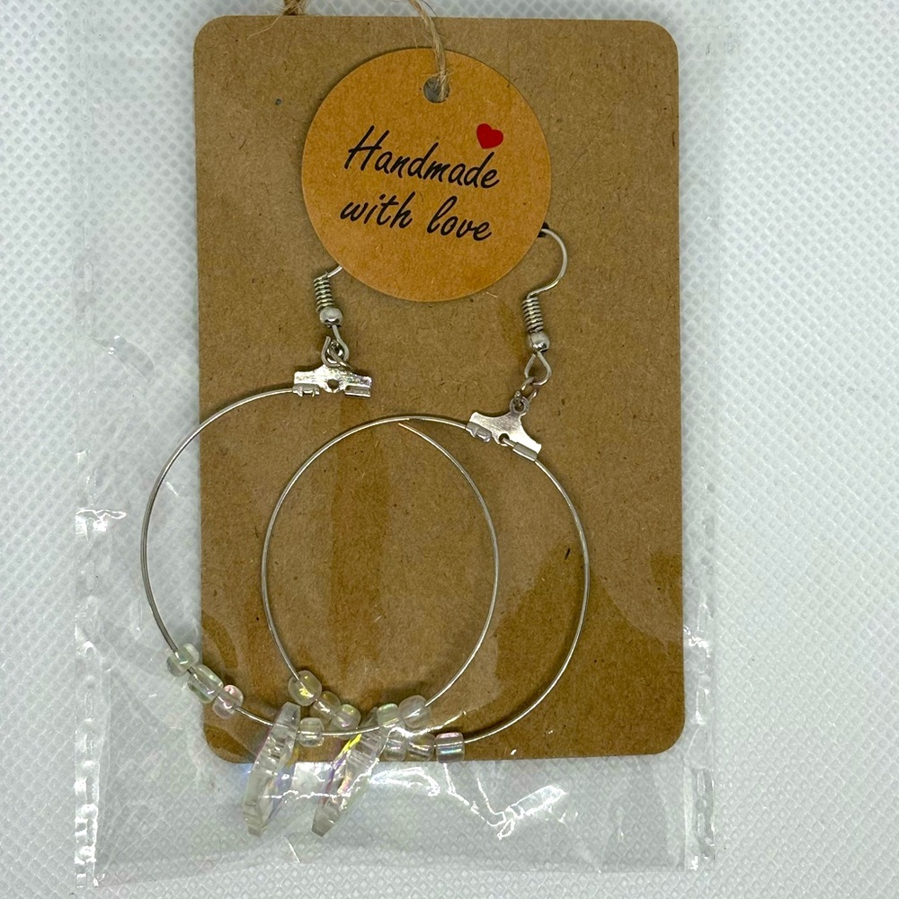 Handmade beaded hoop earrings